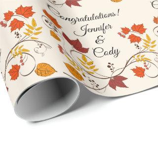 Fall Leaves Personalize  Names Wedding Gift