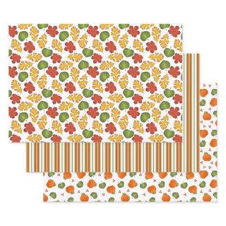 Fall Leaves, Pumpkins, and Stripes in Fall Colors   Sheets