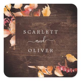 Fall Leaves | Rustic Brown Wood Envelope Seals