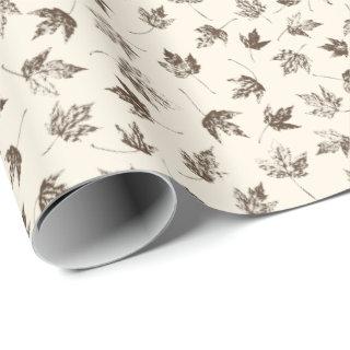 Fall Maple Leaves on cream - seamless pattern.
