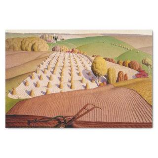 Fall Plowing, 1931 by Grant Wood Tissue Paper