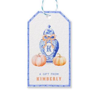 Fall Pumpkin | Chinoiserie Ginger Jar Monogram Gift Tags