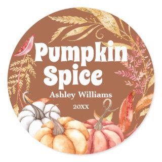 Fall Pumpkin Spice Autumn Gold TerraCotta Classic Round Sticker