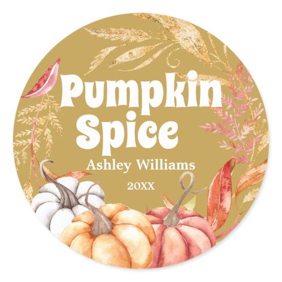 Fall Pumpkin Spice Autumn Gold yellow Classic Round Sticker