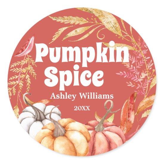 Fall Pumpkin Spice Autumn Red Classic Round Sticker