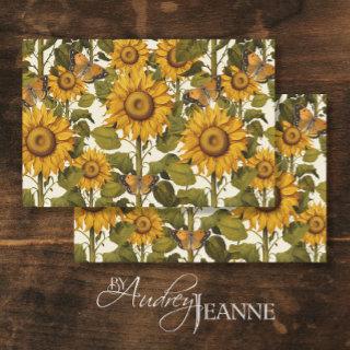 Fall Sunflower Flower Butterfly White Decoupage Tissue Paper