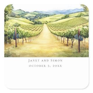 Fall Vineyard Landscape Wedding Classic  Square Sticker