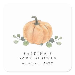 Fall Watercolor Pumpkin Square Sticker