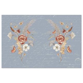 Fall Wildflower Pampas Grass Dusty Blue Decoupage Tissue Paper