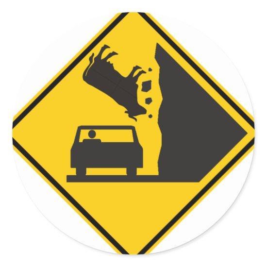 Falling Cow Zone Highway Sign Classic Round Sticker