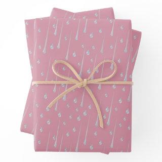 Falling Raindrops Cute Rainy Day Rose Pink  Sheets
