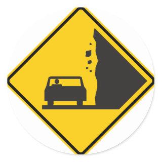 Falling Rock Zone Highway Sign Classic Round Sticker
