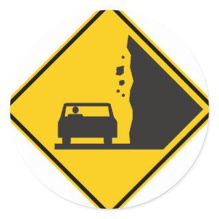 Falling Rock Zone Highway Sign Classic Round Sticker