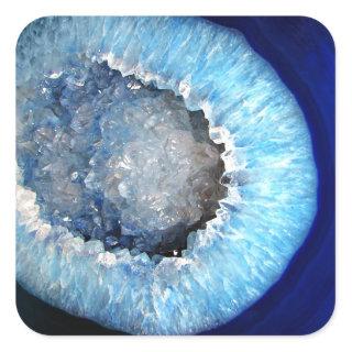Falln Blue Crystal Geode Square Sticker