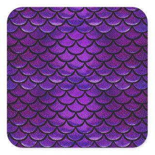 Falln Purple & Blue Mermaid Scales Square Sticker