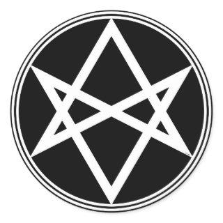 Falln Unicursal Hexagram White Classic Round Sticker