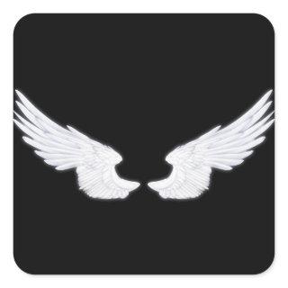 Falln White Angel Wings Square Sticker