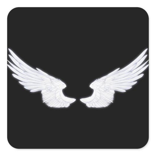 Falln White Angel Wings Square Sticker