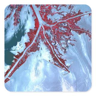 False color satellite square sticker