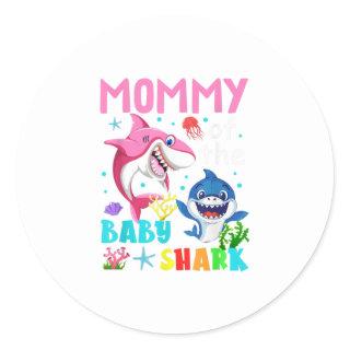 Family  Mommy Of The Baby Shark Classic Round Sticker