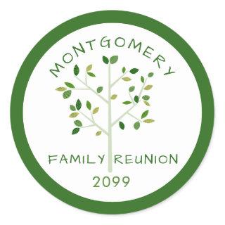 Family Reunion Family Tree Green Commemorative Classic Round Sticker
