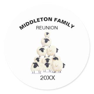 Family Reunion Gathering Fun Black Name Classic Round Sticker