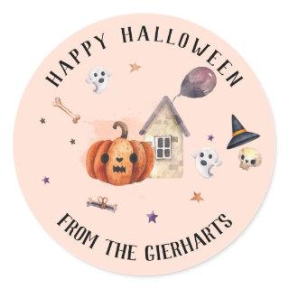 Family Treats Custom Happy Halloween Party Classic Round Sticker