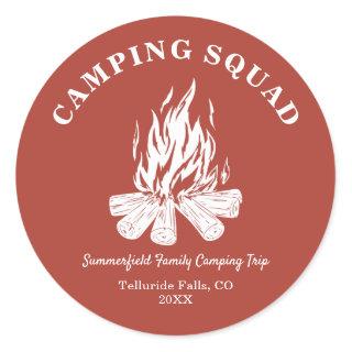 Family Vacation Campfire Camping Trip Tan Classic Round Sticker