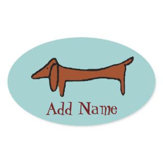 Famous Abstract Dachshund Oval Sticker