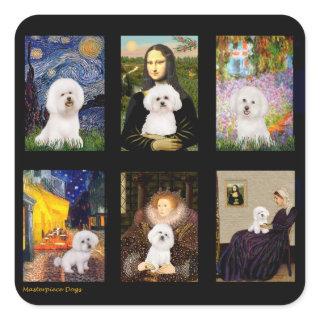 Famous Art Bichon Frise Composite Square Sticker