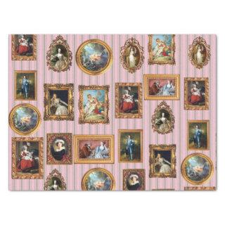 Famous Rococo Art Framed Antique Decoupage Tissue Paper
