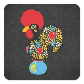 Famous Rooster of Barcelos Nr 06 - Vintage Black Square Sticker