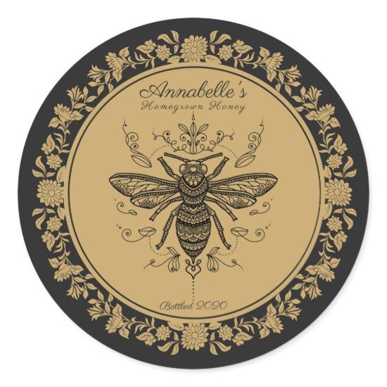 Fancy Black Bee Honey Label