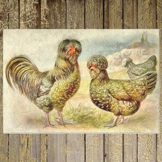 Fancy French Farm Houdan Chickens Faux Watercolor Tissue Paper