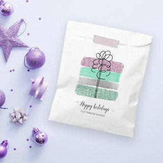 Fancy Glittery Wrapped Gift Happy Holidays Favor Bag