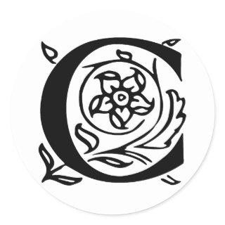 Fancy Letter C Classic Round Sticker