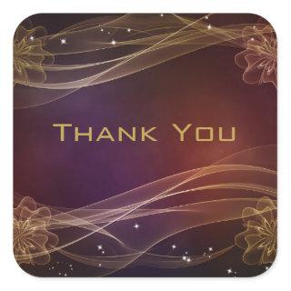 Fancy Maroon design with Gold Accents Thank You Square Sticker