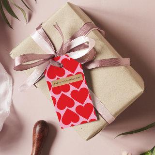 Fancy Romantic Red & Pink Hearts Pattern  Gift Tags