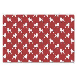 Fancy Standard Poodle Silhouettes Pattern Red Tissue Paper