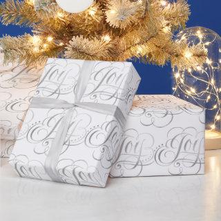 Fancy Swirly Joy Silver Foil Calligraphy Christmas