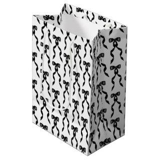 Fancy Watercolor Black Bow Pattern Medium Gift Bag