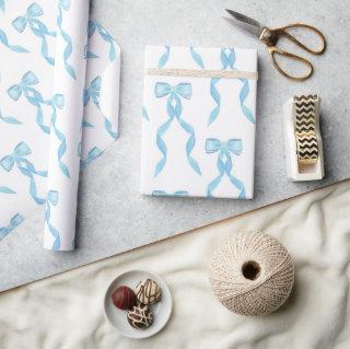 Fancy Watercolor Blue Bow Pattern