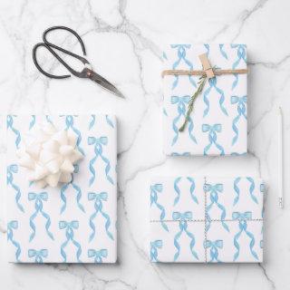 Fancy Watercolor Blue Bow Pattern  Sheets