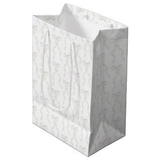 Fancy Watercolor White Bow Pattern Medium Gift Bag