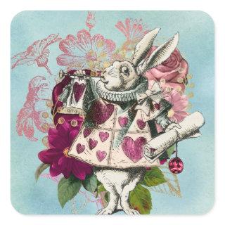 Fancy Wonderland White Rabbit   Square Sticker