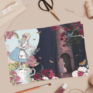 Fantasy Alice In Wonderland Magical Forest & Roses Tissue Paper