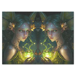 Fantasy Beautiful Green Forest Fairy Decoupage Tissue Paper
