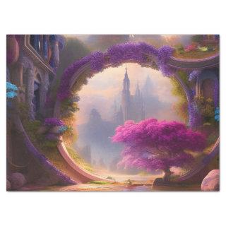 Fantasy floral courtyard pink tree tissue paper