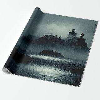 Fantasy Island Lighthouse Misty Foggy Dark Night
