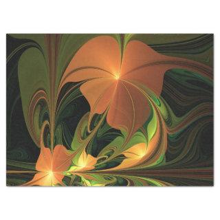 Fantasy Plant Abstract Green Rust Brown Fractal Tissue Paper